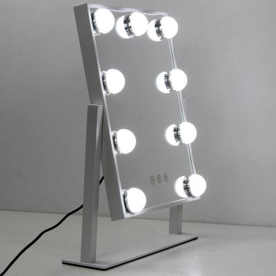 China 25*30CM Minimalist Square Hollywood Frameless Desktop Style Led Makeup Dressing Table Mirror With Lights for sale