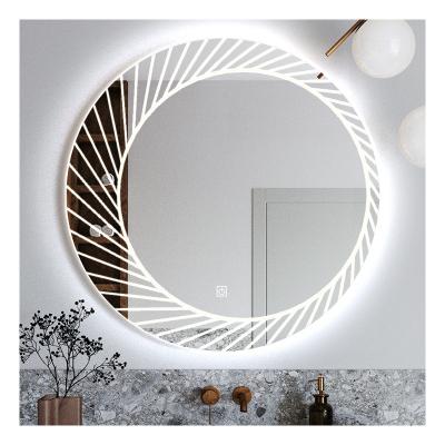 China Wall Decoration Smart Illuminated Round Led Bathroom Makeup Mirror Led Touch Screen for sale