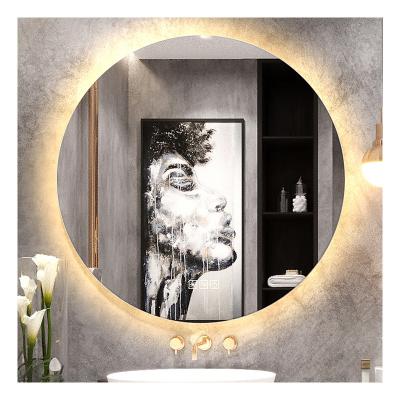 China Luminous Round Classic Wall Art Smart Anti Fog Waterproof Led Bathroom Mirror With Touch Switch for sale