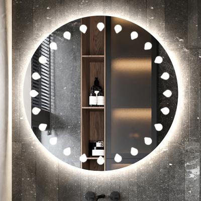 China Illuminated Hotel Bathroom Wall Mounted Round Mirror With Led Light for sale