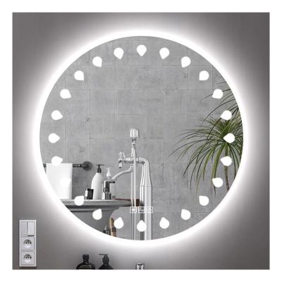 China Illuminated Bathroom Vanity Mirror With Led Wall Mounted Frameless Round Bathroom Mirror With Led Light for sale