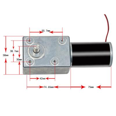 China Hot Sale 5882WG4575 Micro DC Worm Gear Reduction Motor 180rpm Totally Enclosed DC Geared Motor For Wheelchair for sale