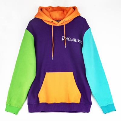 China Custom Color Block Hoodie Anti-Shrink Streetwear Cotton Fleece Screen Print Color Block Pullover Hoodie for sale