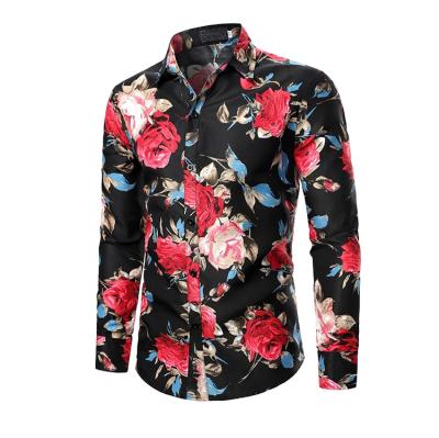 China Anti-Wrinkle Summer Beach Style Beach Wear Button Up Shirt Custom Made Hawaiian Long Sleeve Shirt For Men for sale