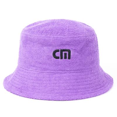 China Purple Custom Character Quality Embroidery Terry Towel Bucket Hat for sale