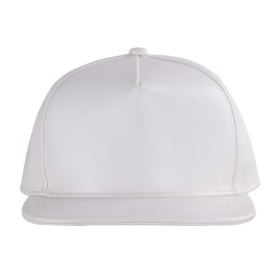 China COMMON 2018 Summer Hip Hop Custom Flat Brim White PU Leather Blank Snapback Caps Trucker Hat Dad Hat for sale