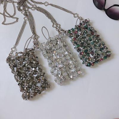 China 2021 Transparent Fairy Purse Special Shaped Bling Mini Phantom Color Crystal Chain Handbag Handmade Beaded Small Bohemian Small Satchel for sale