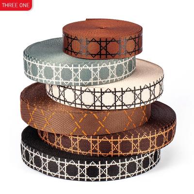 China Other Custom Polyester Printing Ribbon Diamond Pattern Backpack Well Slanted Shoulder Clothing Accessories Ribbon Can Be Customized for sale