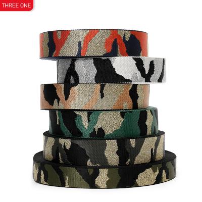 China High Tenacity 5.0cm Belt Cash Bag Clothing Camouflage Jacquard Woven Belt Shoulder Imitation Nylon Dense Woven Belt for sale