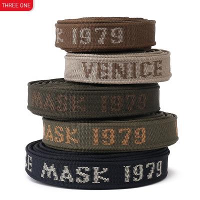 China High tenacity factory directly supply 38mm letter jacquard polyester ribbon suitable for luggage, apparel, shoes and hats for sale