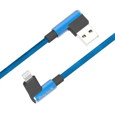 China Mobile Phone 8PIN IOS Alloy Shell 90 Degree MFI USB Aluminum Charging Data Cable For iPod iPhone x 7 8 for sale