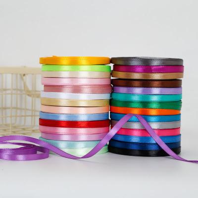 China Recyled New Products 2/8 Inch 0.6Cm Wide Face Ribbon 25Yards/Roll Plain 100% Polyester Stain Tape for sale