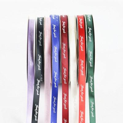 China Wholesale Custom Recyled 1cm Gift Wrapping Satin Ribbon Screen Printing With Logo Print Polyester Ribbon for sale