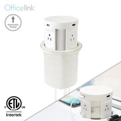 China US Commercial 4 Outlets, 2 USB Charger, 1Wireless Charger Motorized Pop Up Power Socket For Conference Table for sale