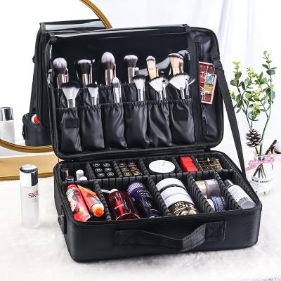 China Oxford Professional Durable Waterproof Portable Travel Organizer Beauty Box Makeup Cosmetic Train Vanity Case for sale