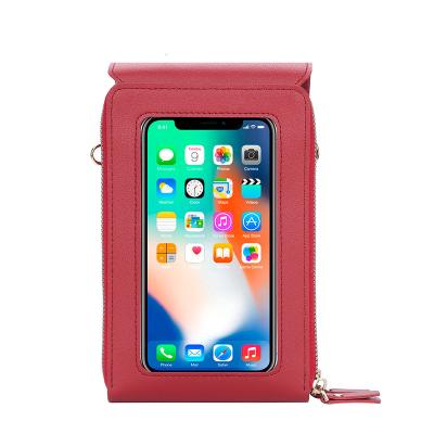 China Waterproof 2022 Brand PU Leather Waterproof Women Shoulder Bags Touch Screen Phone Bags for sale