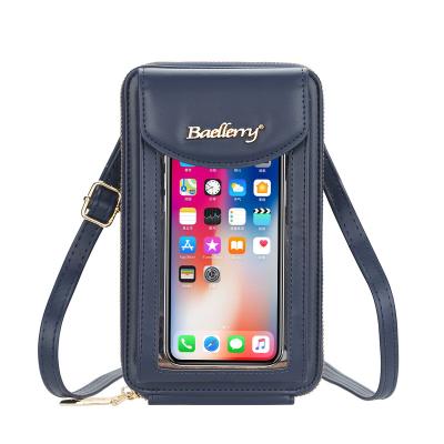 China New Style Waterproof Korean Touch Screen Double Zipper One-Shoulder Women's Bag Brand Mobile Phone Bag Fashion Lady Diagonal Wallet for sale