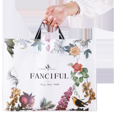 China Custom Made Plastic Moisture Proof HDPE Plastic Handle Single Layer Plastic Bags Shopping Bag With Your Logo Handle Carrier Suitcases for sale