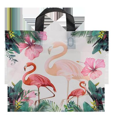 China Beautiful Custom Moisture Proof Shopping Bag With Logo Printed Plastic Clothing Packaging Bags for sale