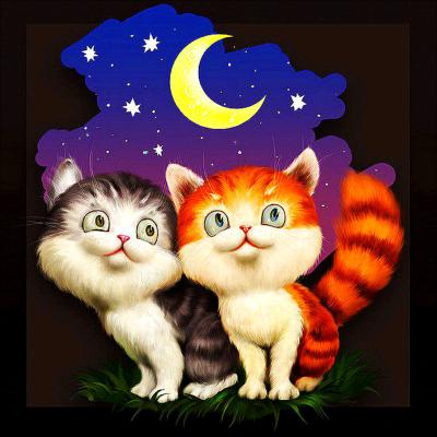 China Baby Dreamy Little Dream Cat Star Moon Cartoon 5d Canvas Painting Diamond Painting For Children for sale