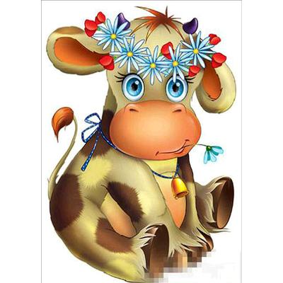 China Modern Diamond Painting By Numbers Cartoon Cow Pictures For Kids Christmas Gift for sale