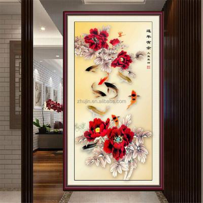 China Beautiful Modern Chinese Craft Flower and Fishes 5D DIY Diamond Painting for sale