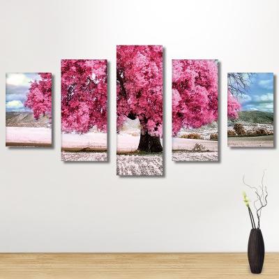 China Modern 5 Panel Canvas Art Painting Tree Of Life Unframed Diamond Painting Mosaic Picture for sale