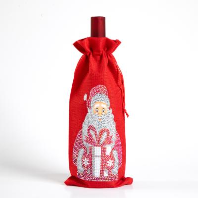 China Diamond Painting Christmas Wine Bottle Bag Cover Special Shaped Drill DIY Wine Bottle Cover Christmas Decorations Bag for sale