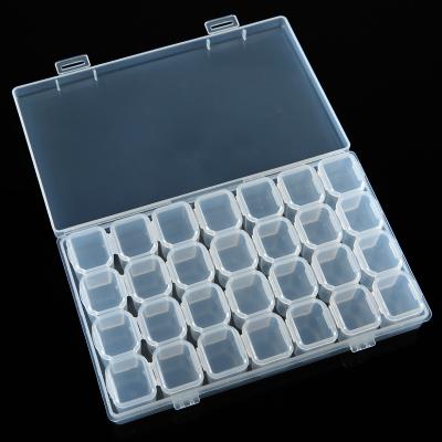 China Diy Diamond Tools 28 Slots Small Case Diamond Painting Tools Stored Plastic Painting Storage Box for sale