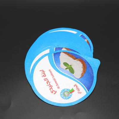 China Yogurt Cup 144mm Pre Cut Foil Lid PVC Lacquer 90 Micron For Ice Cream Container for sale