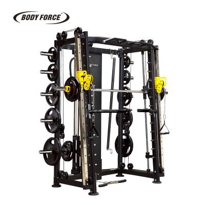 China Powder-coated steel multi function Smith BODY FORCE squat rack for sale