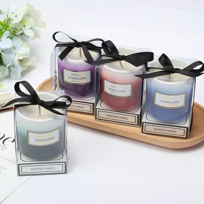 China Birthdays Frosted Christmas Ceramic Gift Box Cup Candle Luxury Aromatherapy Glass Jar Candle Eco Friendly Soy Wax Scented Candles for sale