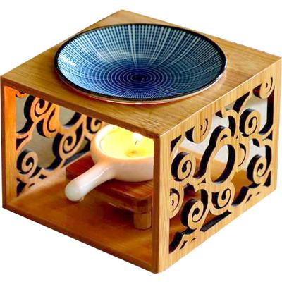 China Wholesale Chinese Incense Aroma Essential Oil Incense Wax Melt Bamboo Ceramic Ceramic Burner for sale