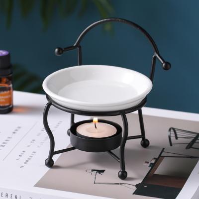 China Chinese Incense Tealight Candle Holder Aroma Iron Diffuser Furnace Essential Oil Wax Melt Sensitive Ceramic Burner for sale