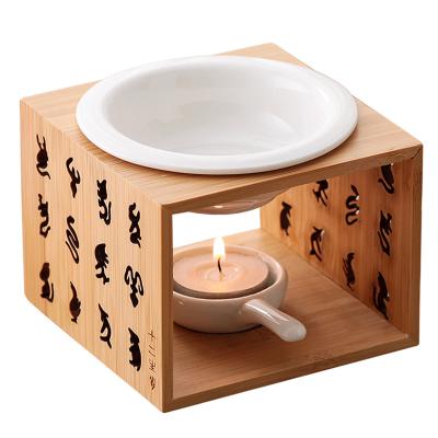 China Wholesale Chinese Bamboo Aroma Essential Oil Incense Wax Melt Ceramic Ceramic Burner For Chinese 12 Zodiac for sale