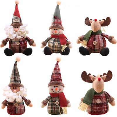 China Claw Machine Doll Christmas Decorations Cartoon Doll Snowflake Plaid Cloth Doll Christmas Tree Ornaments Children's Gifts for sale