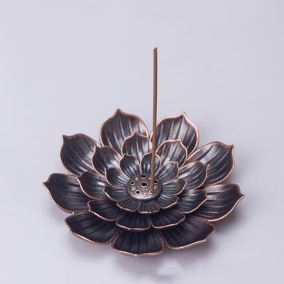 China Hot Sale Exquisite New Lotus Metal Portable Home Incense Stick Holder cones backflow Incense Burner for sale