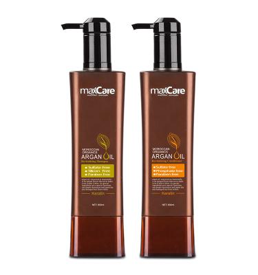 China Private Label 800ml maxCare Anti-itch Deep Care Dry Damaged Morocco Argan Oil Hair Shampoo And Sulfate Free Hair Conditioner Custom Logo for sale