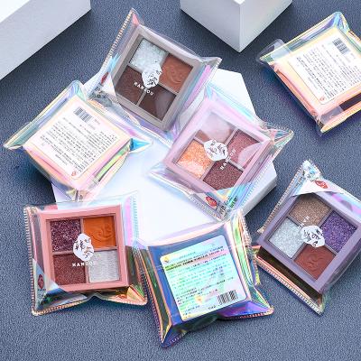 China Waterproof Hot Sale Custom Four Colors Make Up Pigmented Cosmetic Eyeshadow Palette for sale