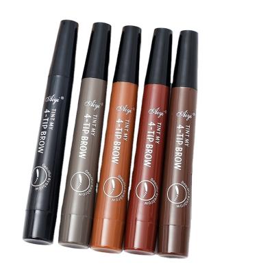 China Waterproof Custom Liquid Eyebrow Fork Pencils 4 Tip Fork Eyebrow Pencil Eyebrow Pen for sale