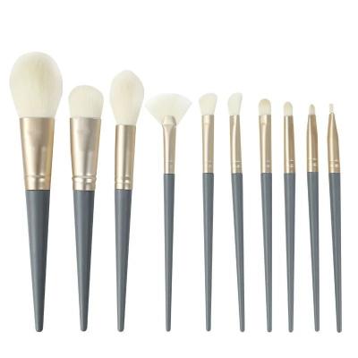 China 2021 Blue Custom Private Label Angular Blush Professional Makeup Brush Set Remover 10pcs Makeup Tools for sale