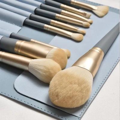 China Angular Blush 10pcs Wholesale High Quality Professional Private Label Beauty Makeup Brushes With PU Bag for sale