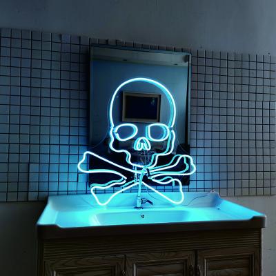 China Buildings Skull Neon Signs, Custom Neon Party Wall LED Art Office Home Shop Window Show Logo Neon Signs for sale