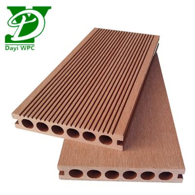 China Waterproof Factory price Wood Plastic outdoor floor boards anti-mildew circular hole WPC composite decking flooring for sale