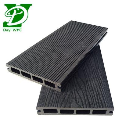 China Waterproof Wholesale custom eco-friendly deep embossed double-sided WPC outdoor boards floor composite hollow decking for sale