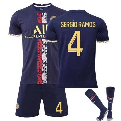 China SDS-023 Hot Messi 30 Ronaldo 7 Mbappe Pogba Soccer Jerseys Sergio Ramos 21 22 JR 2022 Neymar Soccer Shirt Customs Women Ki Men for sale