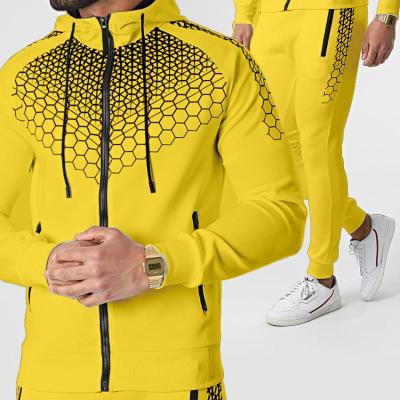 China 2021 Hot Style Men's Breathable Tracksuit Overalls Polyester Sweatsuit Leisure Sports Suit Fabric Fashion Two-Piece Zipper Harlan Pants for sale