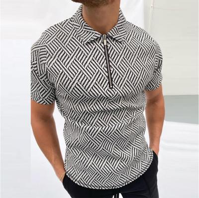 China 2021 Summer STYLE Fashion Men's Breathable Short Sleeve Turn-Down Collar Zipper Design Shirts Casual Patchwork Tops Mens Streetwear for sale