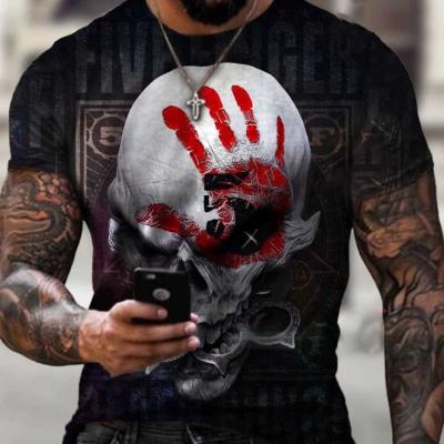 China 2021 breathable fashion 3D skull pattern printing men's T-shirt streetwear gentleman style design short sleeve handsome summer man CLOTHING for sale