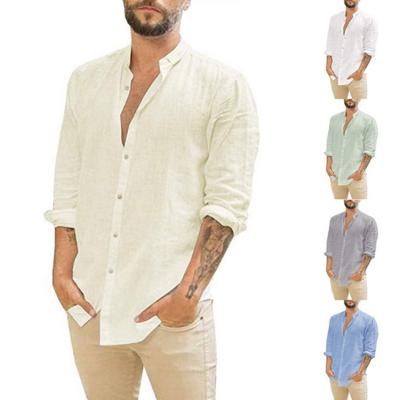 China Low Price Wholesale Suppliers Men's Breathable Canvas Cotton Casual Long Sleeve Big Plus Size Button Up Shirt OEM Custom Logo KLQ8147 for sale